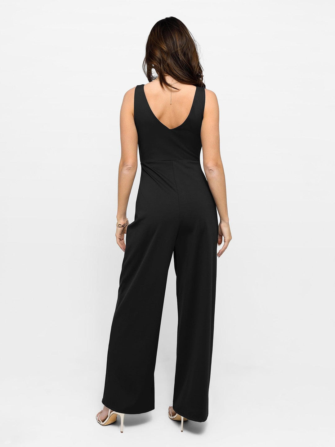 Popilush® V Neck Wide-Leg Sleeveless Shapewear Jumpsuit