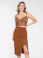 Popilush® Cami Crop Top Bra The Shapewear Lace Corset Top or Split Skirt