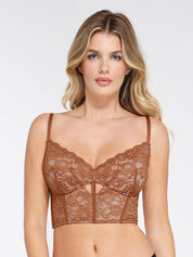 Popilush® Cami Crop Top Bra Top / Brown / XS The Shapewear Lace Corset Top or Split Skirt