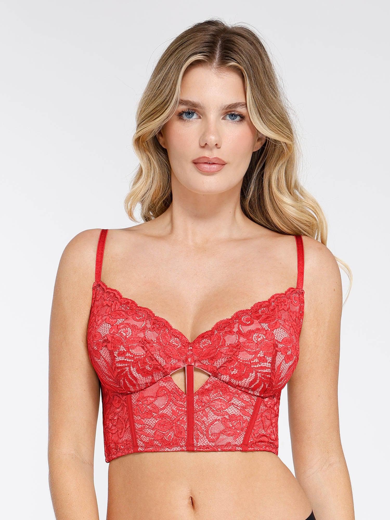 Popilush® Cami Crop Top Bra Top / Red / XS The Shapewear Lace Corset Top or Split Skirt