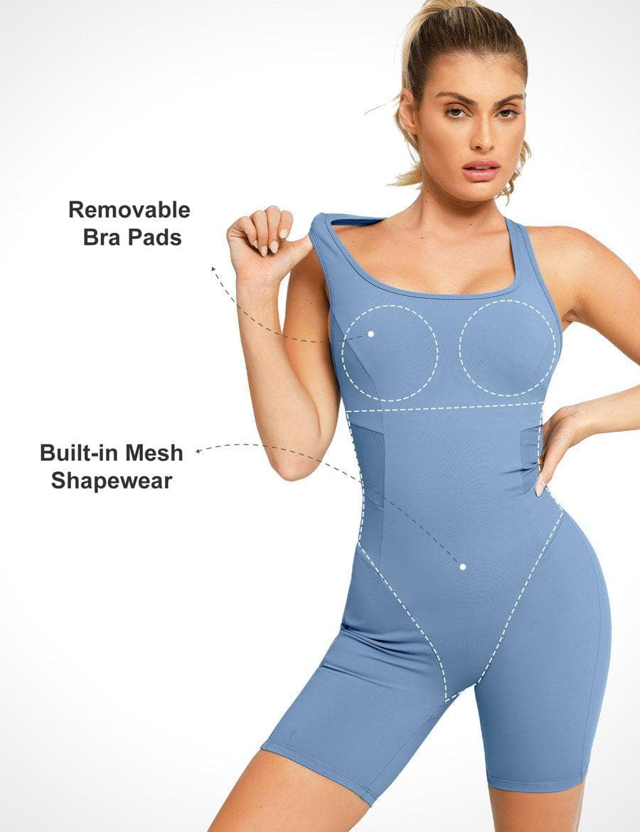 Popilush® Yoga Gym One Piece Workout Shorts Jumpsuit Summer Outfits The Shapewear Romper Racerback