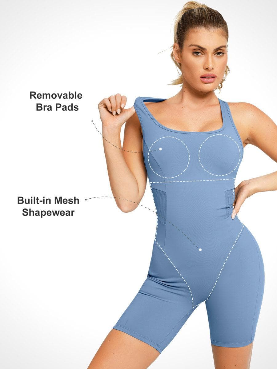 Popilush® Yoga Gym One Piece Workout Shorts Jumpsuit Summer Outfits The Shapewear Romper Racerback