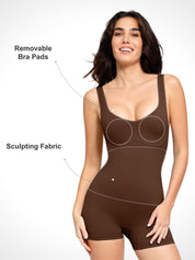 Popilush® Seamless Ribbed V-Neck Shapewear Romper