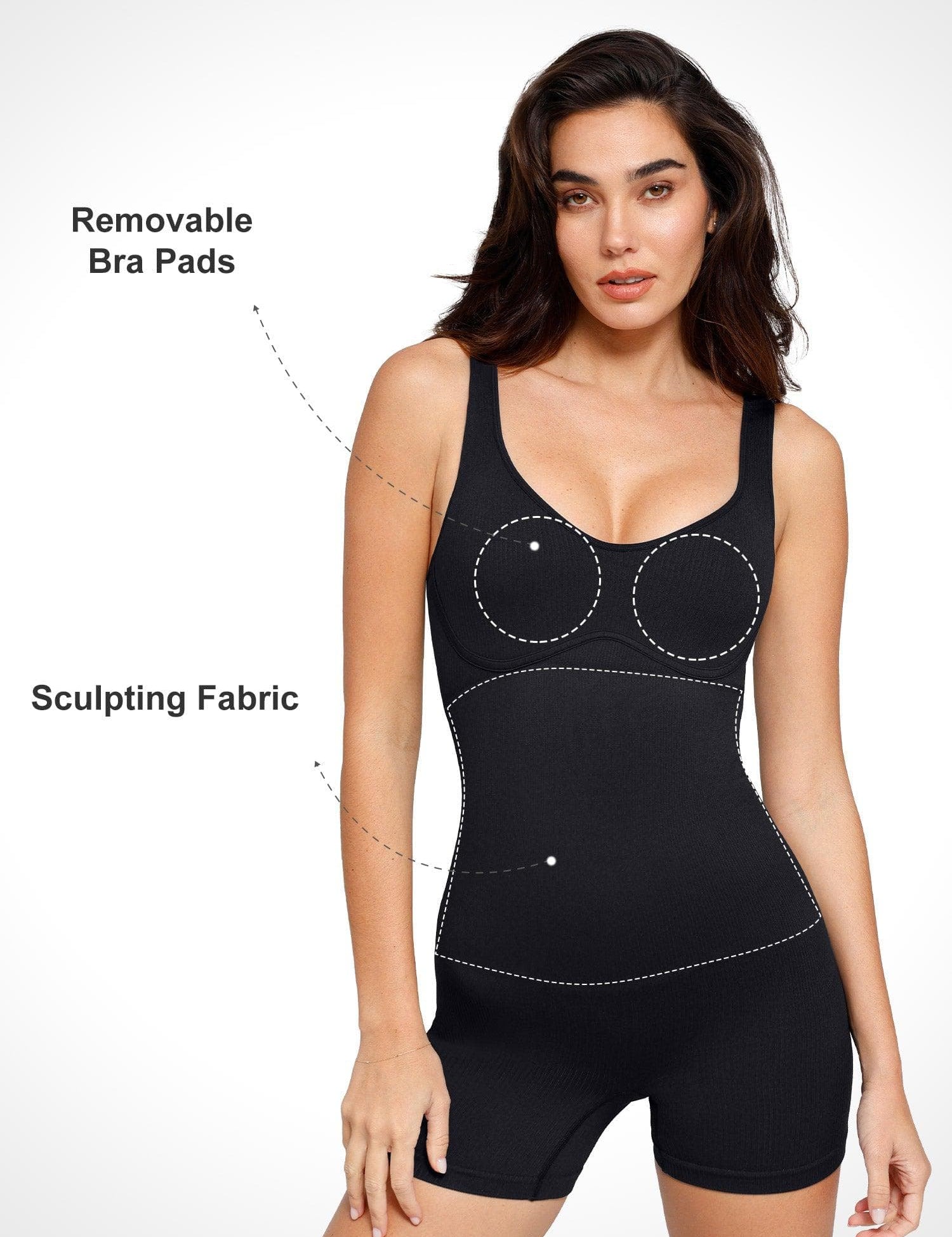 Popilush® Seamless Ribbed V-Neck Shapewear Romper