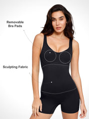 Popilush® Seamless Ribbed V-Neck Shapewear Romper