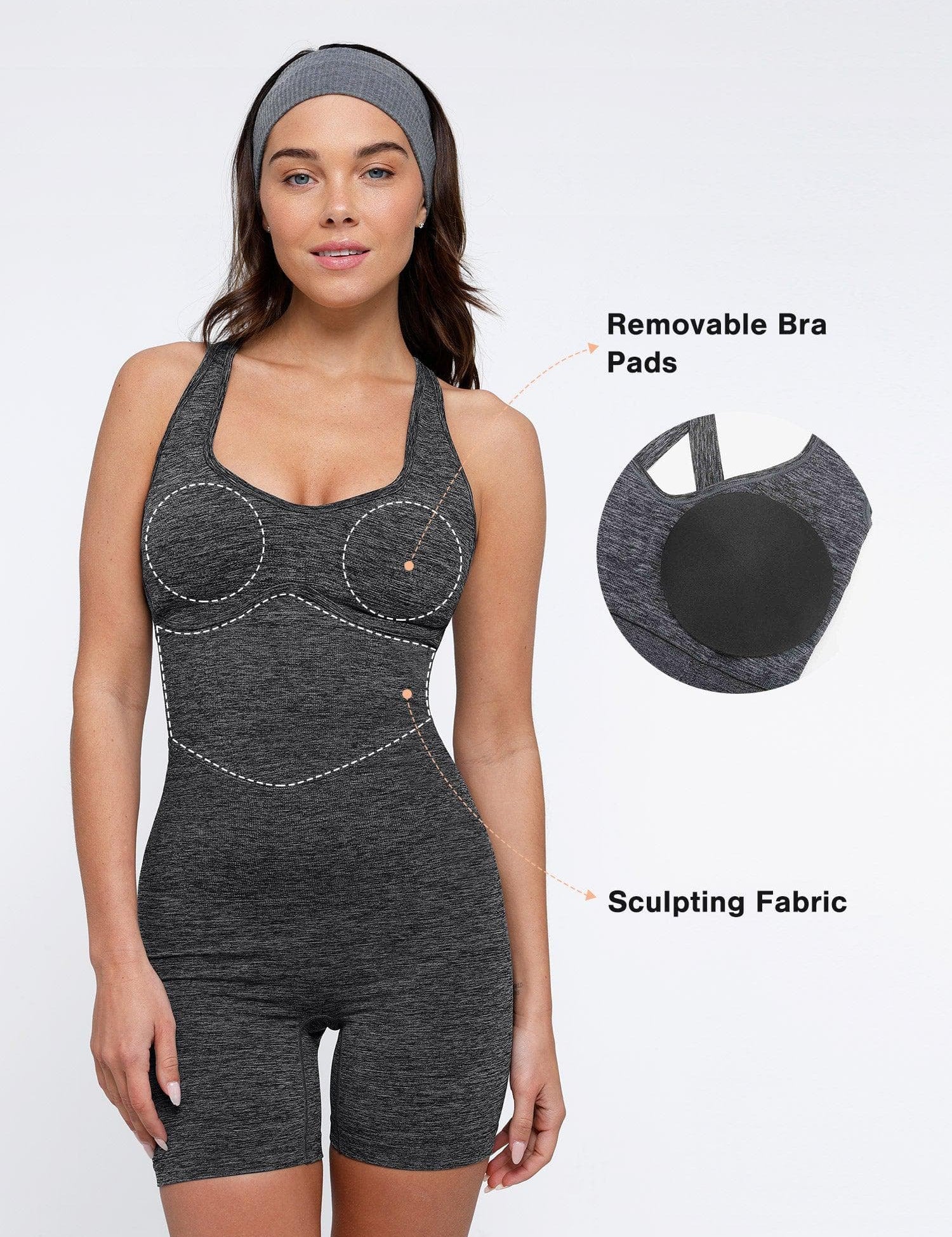 Popilush® The Shapewear Romper Seamless Sport Crossback