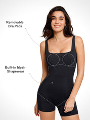 Popilush® Square Neck Patchwork Shapewear Romper