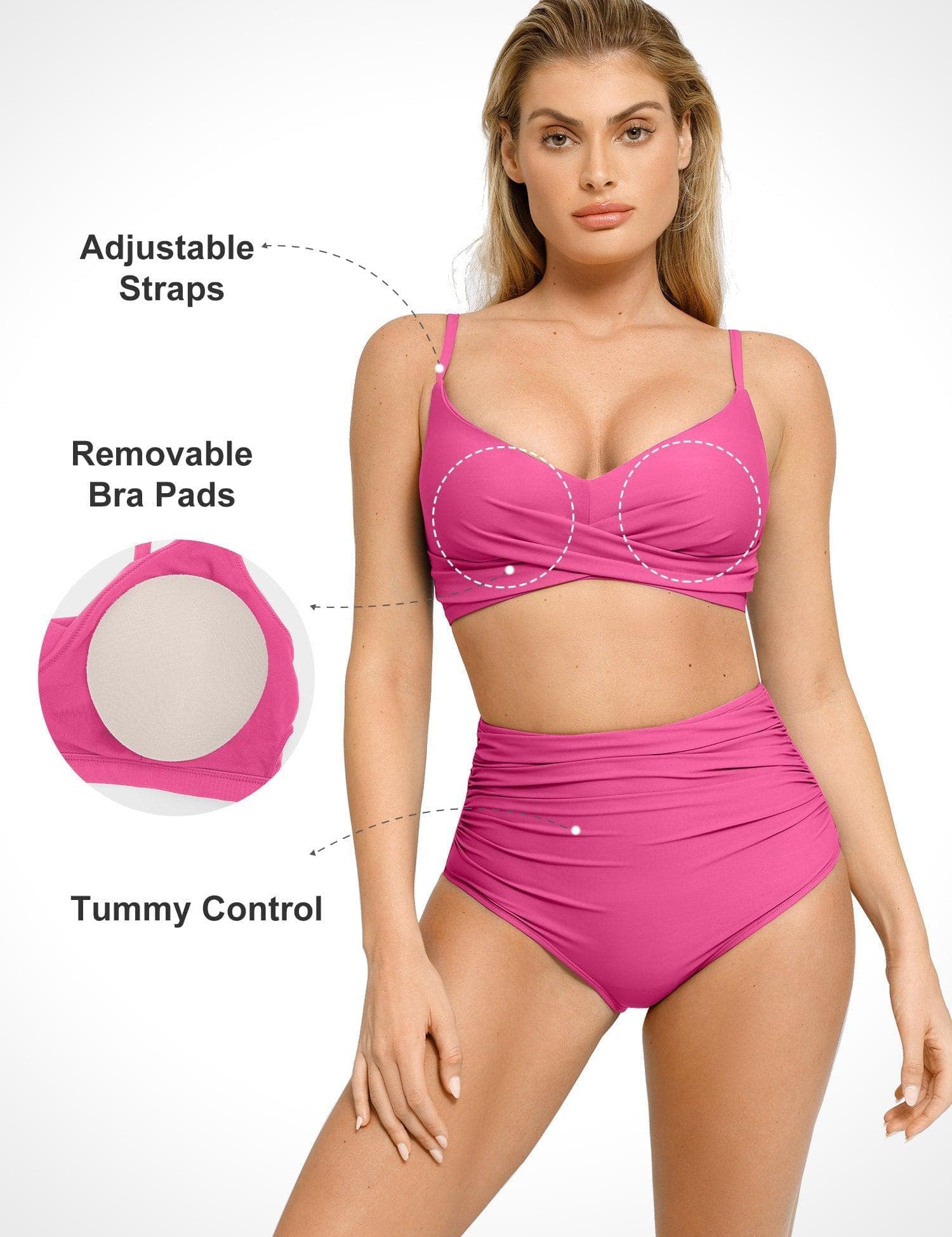 Popilush® The Shapewear Swimwear Ruched High-Waist Bikini Bottom