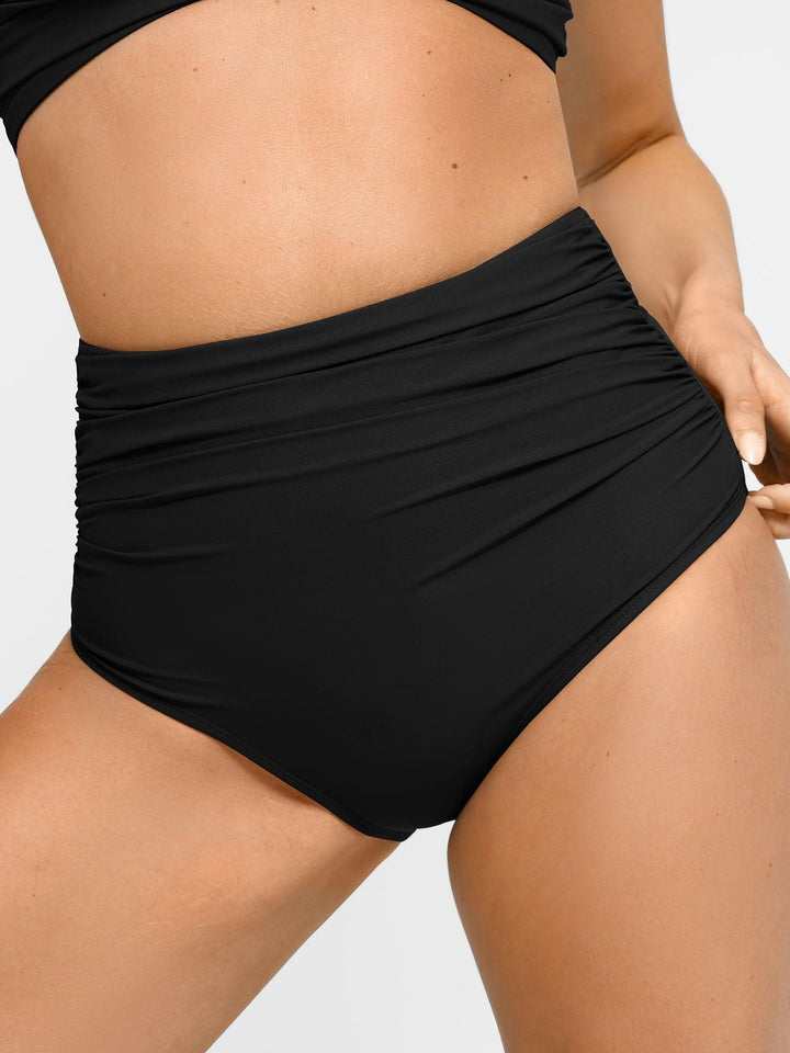 Popilush® Black / S The Shapewear Swimwear Ruched High-Waist Bikini Bottom