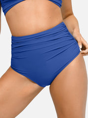 Popilush® Blue / S The Shapewear Swimwear Ruched High-Waist Bikini Bottom