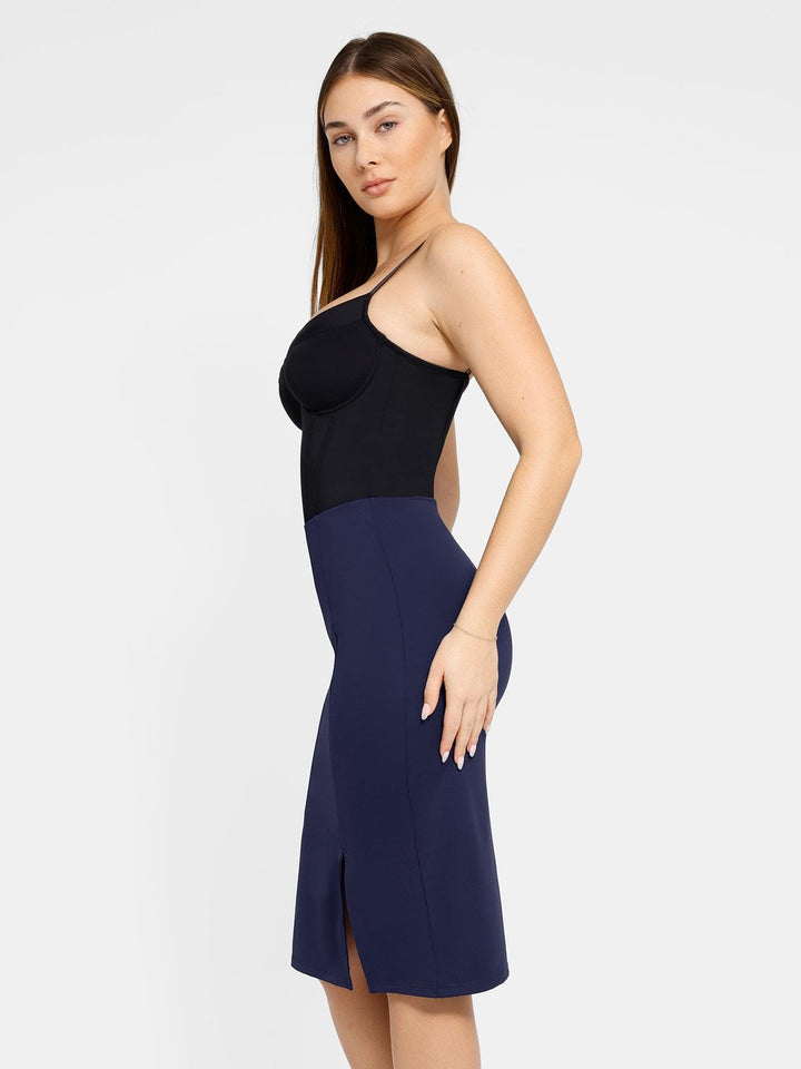 Popilush® Built-In Shapewear Split Midi Skirt