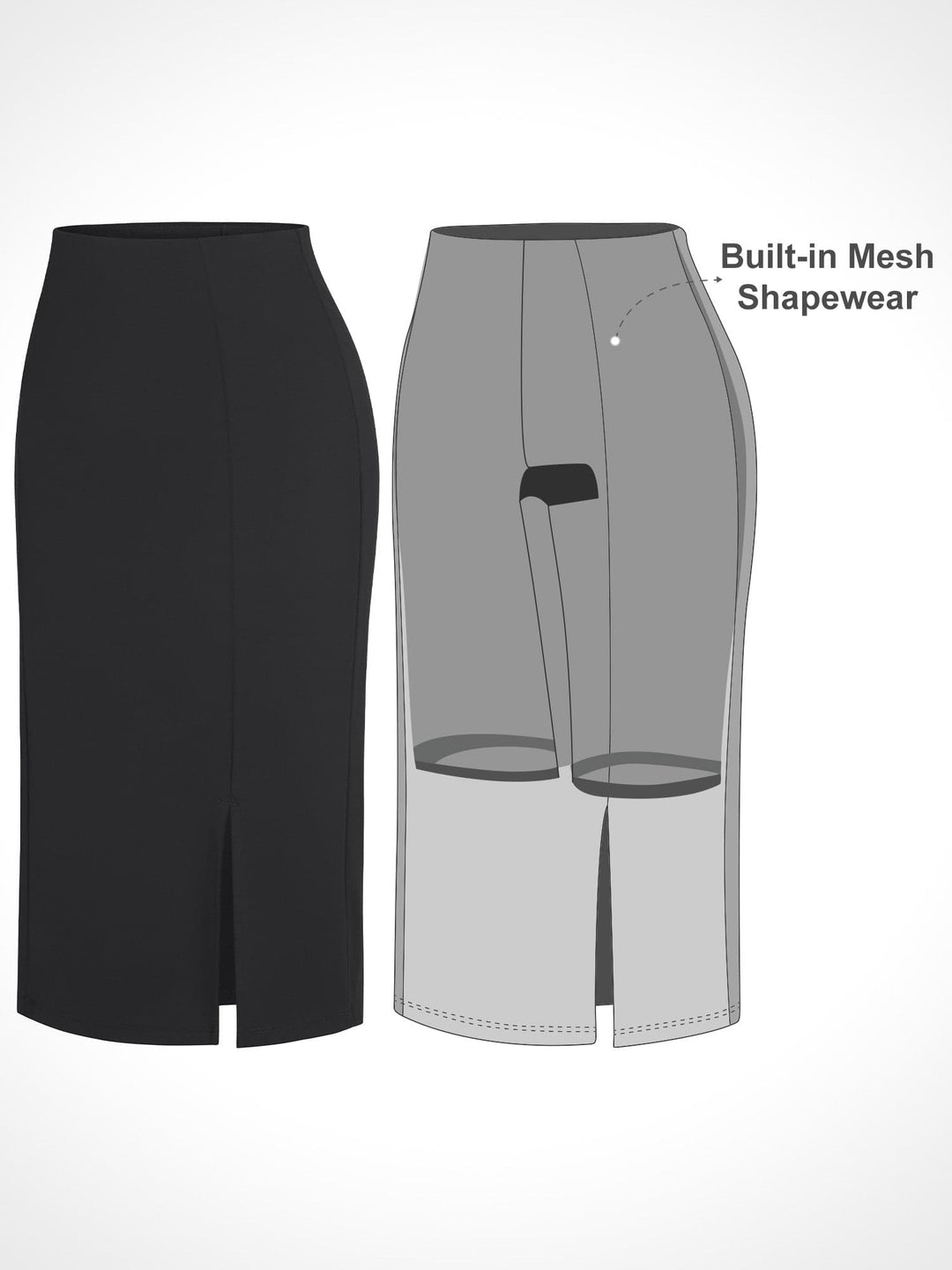 Popilush® Built-In Shapewear Split Midi Skirt