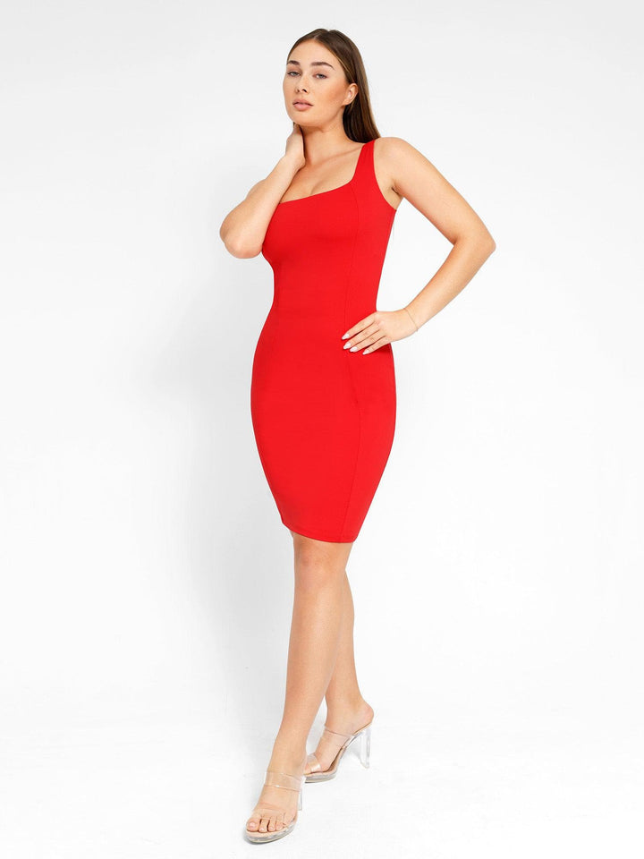 Popilush® Built-In Shapewear Sqaure Neck Sleeveless Dress