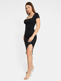 Popilush® Built-In Shapewear Square Neck Midi Dress