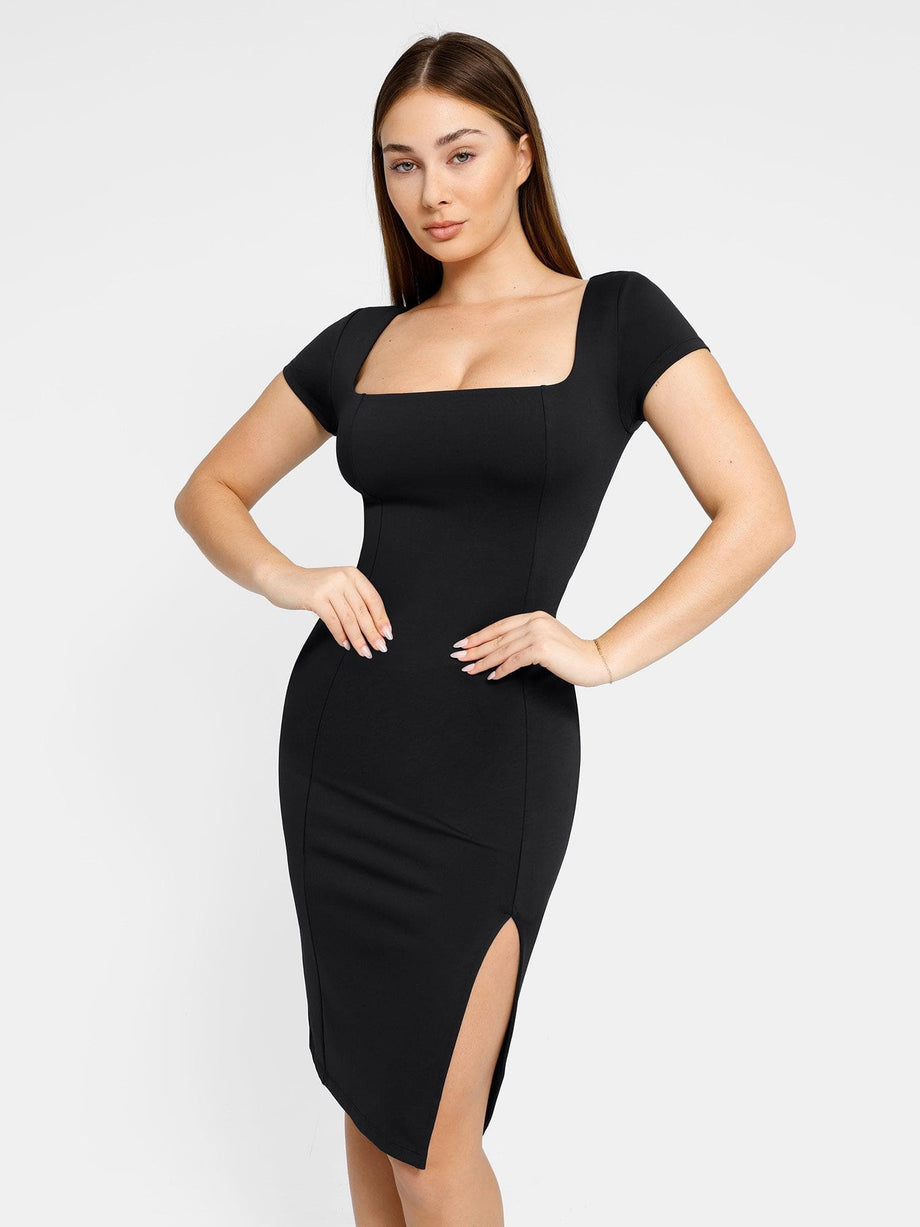 Built-in 360° Seamless Eco-comfort Midi Bodycon Dress – SQULTED
