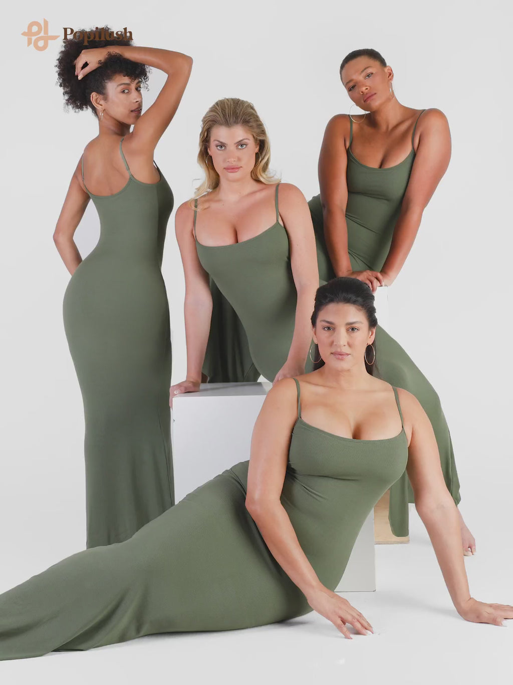 Popilush Shaper Dress Bodycon MaxiMini Built in Shapewear Bra 8 in 1 Women  Lounge Long Sleeve Dresses