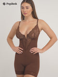 Shapewear Lace Deep V-Neck Sculpting Mid-Thigh Bodysuit