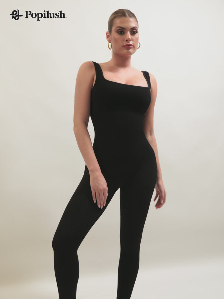 Shapewear Seamless Square Neck Tank Workout Jumpsuit