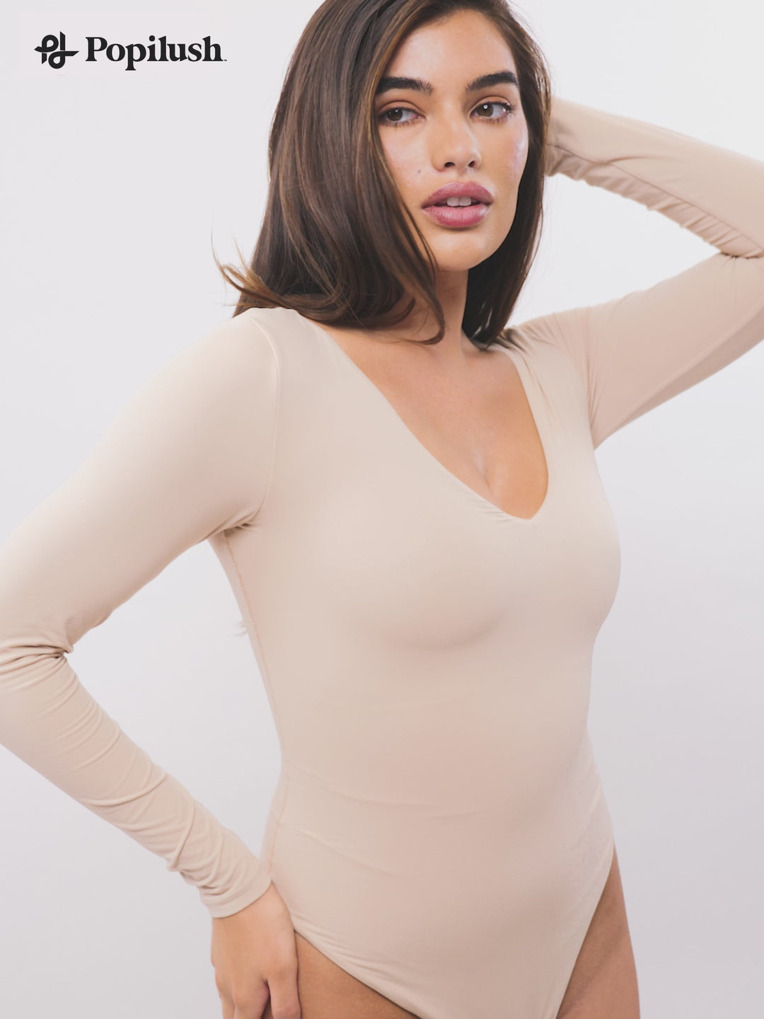 Shapewear CloudSense Long Sleeve V-Neck Sculpting Bodysuit