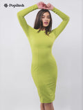 Shapewear Long Sleeve Boat Neck Sculpting Midi Dress