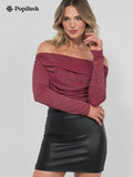 Shapewear Metallic Knit Long Sleeve Slimming Bodysuit