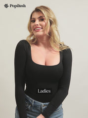 The Shapewear Bodysuit CloudSense Seamless Square-Neck Long-Sleeve