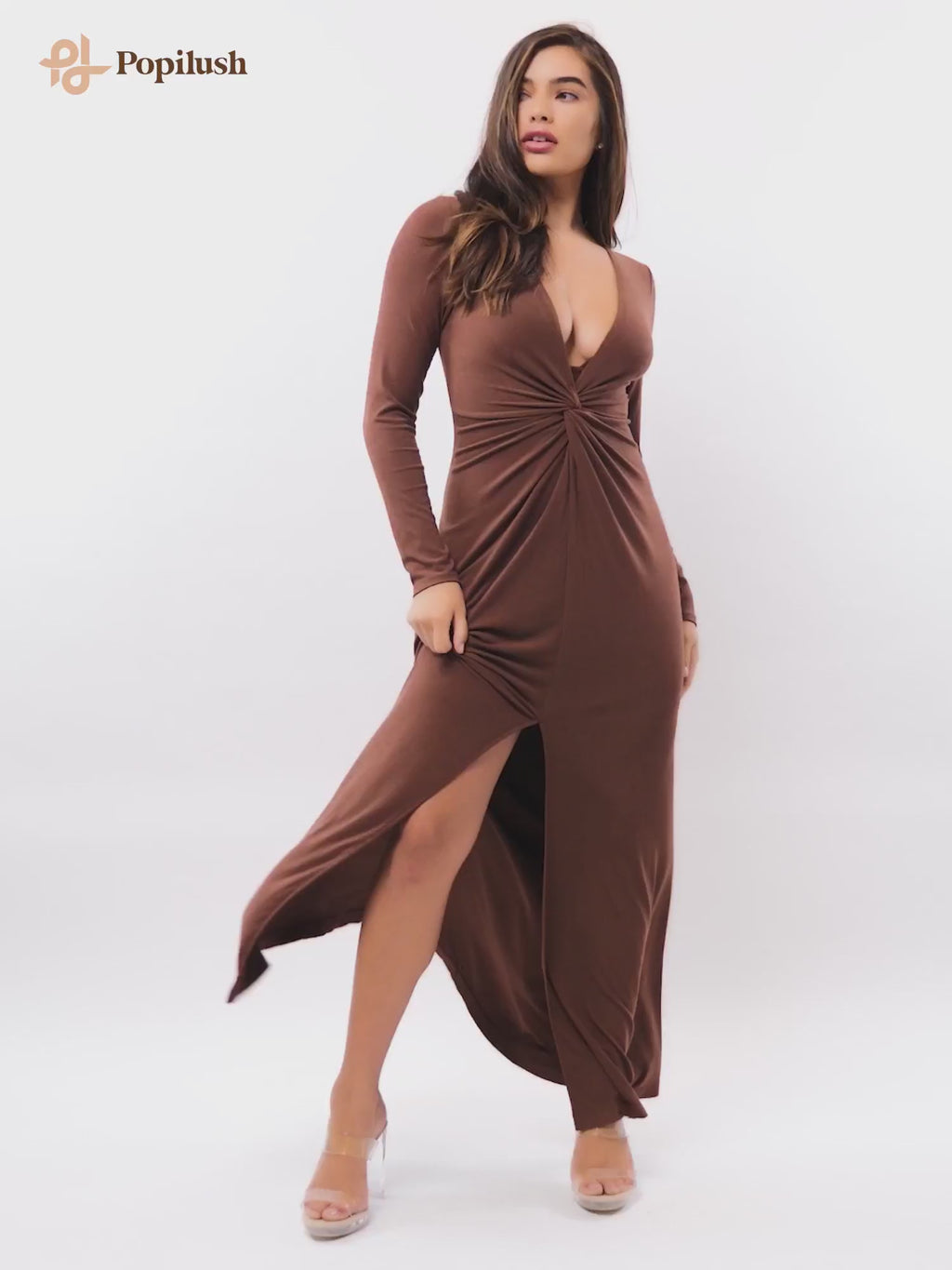 Popilush Shaper Long Sleeve Twist Deep V-Neck Maxi Dress Built in Shapewear  8 in 1 Women Sleeveless Slit Bodycon Dress, Black, Medium : :  Clothing, Shoes & Accessories