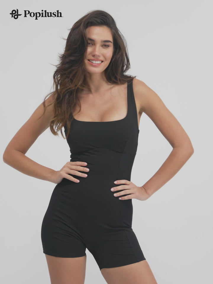 Shapewear Square Neck Strappy Romper