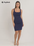 Shapewear Sleeveless Square Neck Sculpting Midi Work Dress