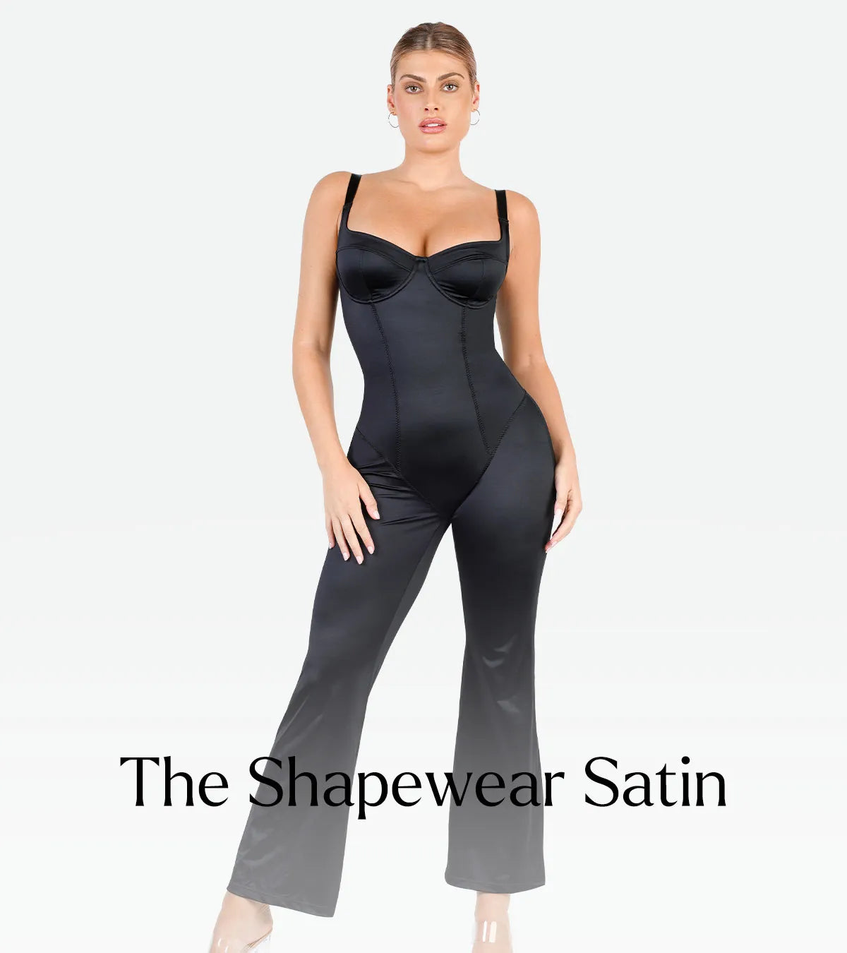 The Shapewear Jumpsuit Metallic Shiny One Piece Wide Strap